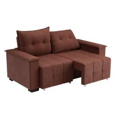 Imagem de Sofá 3 Lugares Retrátil e Reclinável Slim Suede Marrom