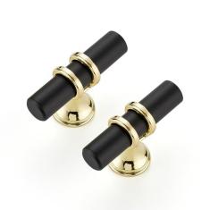 Imagem de Ravinte Hardware Pacote com 15 puxadores de armário de 5 cm fosco preto e dourado puxadores de armário de cozinha puxadores de gaveta puxadores de gaveta de armário de cozinha puxadores de gaveta de