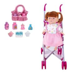 Imagem de Boneca Frases Ruiva Marcele Afeto Delicado +Carrinho e Bolsa - Milk Br