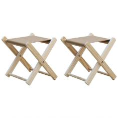 Imagem de Kit 2 Banquinho De Madeira Banqueta Pescador-bege