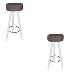 Imagem de Kit 02 Banqueta Alta Flora Pés Palito em Madeira Branco para Bar Bistr