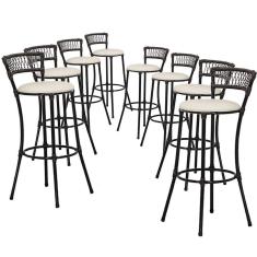 Imagem de Kit Com 8 Banquetas Alta Forts Gelo Floral, Fibra Uv Bancada, área Goumert, Bar, Piscina, Balcão