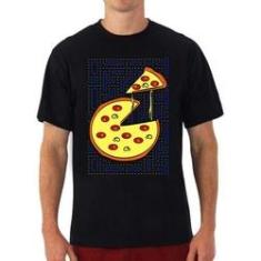 Imagem de Camiseta de Malha 100% Algodão Vídeo Game Retrô Pacman Pizza