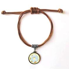 Imagem de DIYthinker Bracelete Blue Doughnut Sobremesa Sweet Food Pulseira de couro com corda de couro marrom joia presente