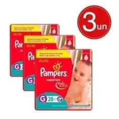Imagem de KIT 3 FRALDAS PAMPERS SUPERSEC G/26 = 78un