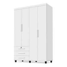 Imagem de Guarda Roupas Madri Roupeiro 4 Portas + 3 Gavetas Cor Branco - Sao Mig
