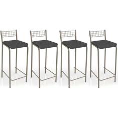 Imagem de Banqueta Gênova B705 Kit 4 Un Niquel/Preto 110 - Kappesberg