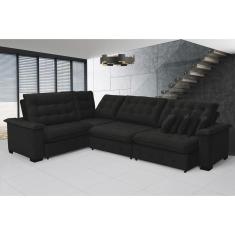 Imagem de Sofá Manchester 2.50x3.10m de Canto, Retrátil e Reclinável - Preto