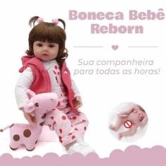 Imagem de Bebê Reborn Briana Boneca Realista Pode Dar Banho 48cm Girafinha Anjos