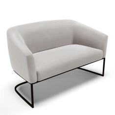 Imagem de Sofá Namoradeira 2 Lugares Base Industrial Preto Stella Veludo D03 - D'rossi Cor Cinza