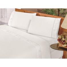 Imagem de Jogo De Lençol Branco Imperial Queen 4 Peças Em Algodão