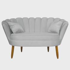Imagem de Namoradeira Pétala 2 Lugares Decorativa Veludo Cinza - Montanaris Decor