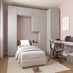 Imagem de Guarda-roupa Modulado de Canto 8 Peças 10 Portas Jade Cabecasa Madeiramadeira Cinza Urbano