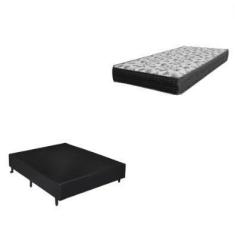 Imagem de Cama Box Solteiro 88 Tecido Sintético Preto Com Colchão De Espuma - D3
