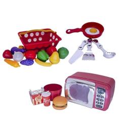 Imagem de Menino brinquedo infantil cozinha eletro panela 23peças