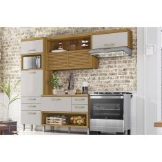 Imagem de Cozinha Completa Princesa 3 Peças ( 1 Armário + 1 Balcão + 1 Paneleiro) C6P60 Freijo/Off White - Nesher