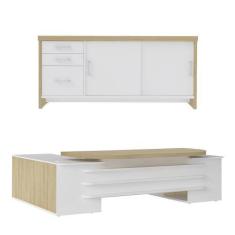 Imagem de Mesa Escritório Presidente E Balcão 2 Portas 3 Gavetas Corp A06 Carval