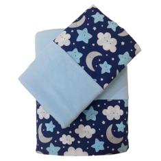 Imagem de Jogo de Lençol Mini Cama Céu Marinho Azul Arrumadinho Enxovais