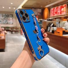 Imagem de Pulseira macia amor coração capa de telefone para iphone 11 12 13 pro max xs x xr 7 8 plus mini se 2020 galvanizado pára-choques capa traseira, azul, para iphone 13pro