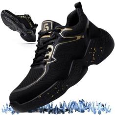 Imagem de Gsutenmre Tênis de bico de aço para homens, respiráveis, sapatos de trabalho leves, com bico de aço, indestrutível, construção indestrutível, sapatos de trabalho com bico de aço à prova de quebra, à