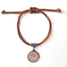 Imagem de DIYthinker Pulseira de couro com dragão chinês com círculo de animais e pulseira de couro marrom joia presente