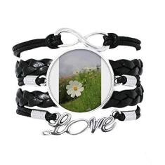 Imagem de OFFbb-USA Pulseira branca pura Cosmos Art Deco presente moda pulseira amor acessório de couro torcido corda pulseira presente