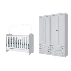 Imagem de Jogo de Quarto com Guarda Roupa Americano e Berço Bala de Menta - FdECOR