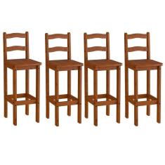 Imagem de Kit 4 Banquetas Para Bancada Madeira Maciça Imperial Imbuia Fosco