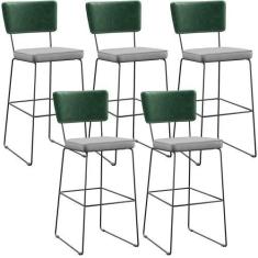 Imagem de Kit 05 Banquetas Altas Bar Sala De Jantar Fixa Allana L02 Facto Verde 