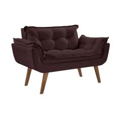 Imagem de Poltrona Namoradeira Opala Pé Palito Tecido Marrom