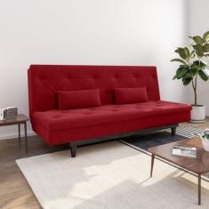 Imagem de Sofá Cama 3 Lugares em Suede Tokio Yescasa Vermelho/Tabaco