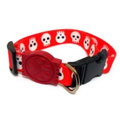 Imagem de Coleira Seda 25mm Vermelha Caveira Tamanho Único (32cm-49cm) - Nia Pet