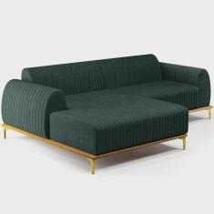 Imagem de Sofá 5 Lugares com Chaise Esquerdo Sala Estar Molino 300cm D02 Linho Verde Musgo C-117 - Lyam Decor