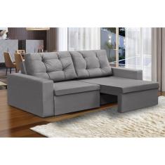 Imagem de Sofá Retrátil 2 Lugares 1,80m Lia Suede Cinza Madelina Decor
