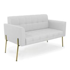 Imagem de Sofá Namoradeira 2 Lugares Base Pé de Ferro Dourado Elisa Linho Cinza A05 D03 - D'Rossi