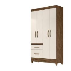 Imagem de Guarda Roupa 4 Portas Madri Castanho Wood Off White 852030