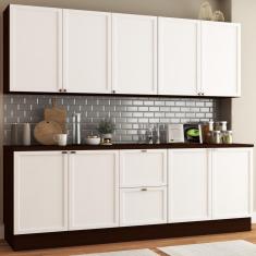 Imagem de Cozinha Completa Campeche 9 Portas 2 Gavetas Nogueira/Branco - Panorama Móveis