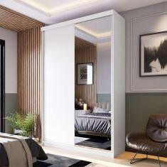 Imagem de guarda-roupa solteiro com 1 espelho genebra 2 pt 2 gv branco