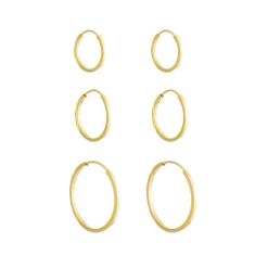 Imagem de Kit Brinco 3 Pares Argolas De Ouro 18k Adulto E Infantil