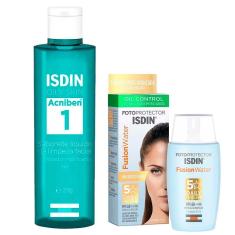 Imagem de Isdin Kit - Sabonete Líquido Facial Acniben + Protetor Solar Facial Fusion Water 5 Stars Fps60 Kit
