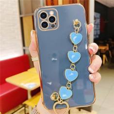 Imagem de Chapeamento Love Bracelet Pulso Chian Strap Soft Case para iPhone13 12 11Pro Max 12mini X XS XR XSMax 6S 7 8 Plus SE2020 Capa, cinza ciano, para iPhone 14 Pro Max