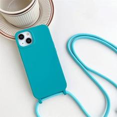 Imagem de Capa de telefone de silicone fosco com cordão transversal para iPhone 14 7 8 Plus 13 12 11 Pro XS Max X XR SE 2 3 Capa de TPU macia de cor sólida, verde azul, para iphone 12Pro Max