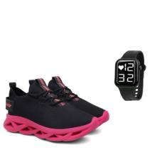 Imagem de Kit Tênis Feminino Academia Treino Dia a Dia Corrida Conforto + Relógi