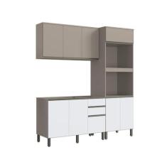 Imagem de Cozinha Modulada 3 Peças Diamante New Fumê/fumê Branco