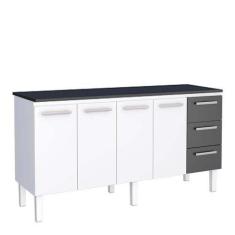 Imagem de Balcão Cozinha Aço 180 Vênus 3 Gavetas Com Tampo Cozimax Branco/Preto