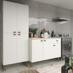 Imagem de Armário de Cozinha Modulada Completa Compacta Balcão Madrid Branco - RosaFor
