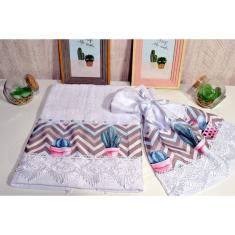 Imagem de Jogo de Toalhas Rosto e Mão - Cactos