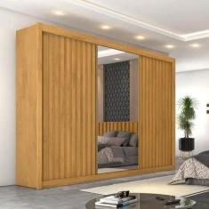 Imagem de Guarda Roupa Casal com 3 Portas de Correr e Espelho Central - Ravena-P