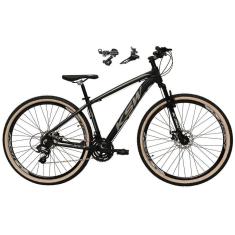 Imagem de  Bicicleta Aro 29 Ksw Xlt Alumínio 24v Câmbios Shimano Garfo Suspensão Pneu com Faixa Bege - Preto\Prata