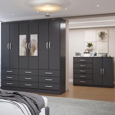 Imagem de Guarda-Roupa Casal Iris 6 Portas 9 Gavetas e Espelho com Cômoda 2 Portas 5